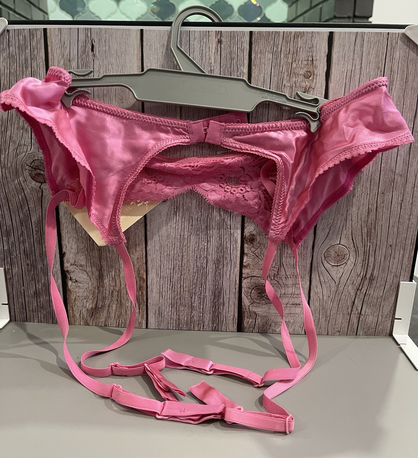 Vtg Christian Dior Intimates Garter Belt Silk Rose Pink Lace Women’s Large NWT