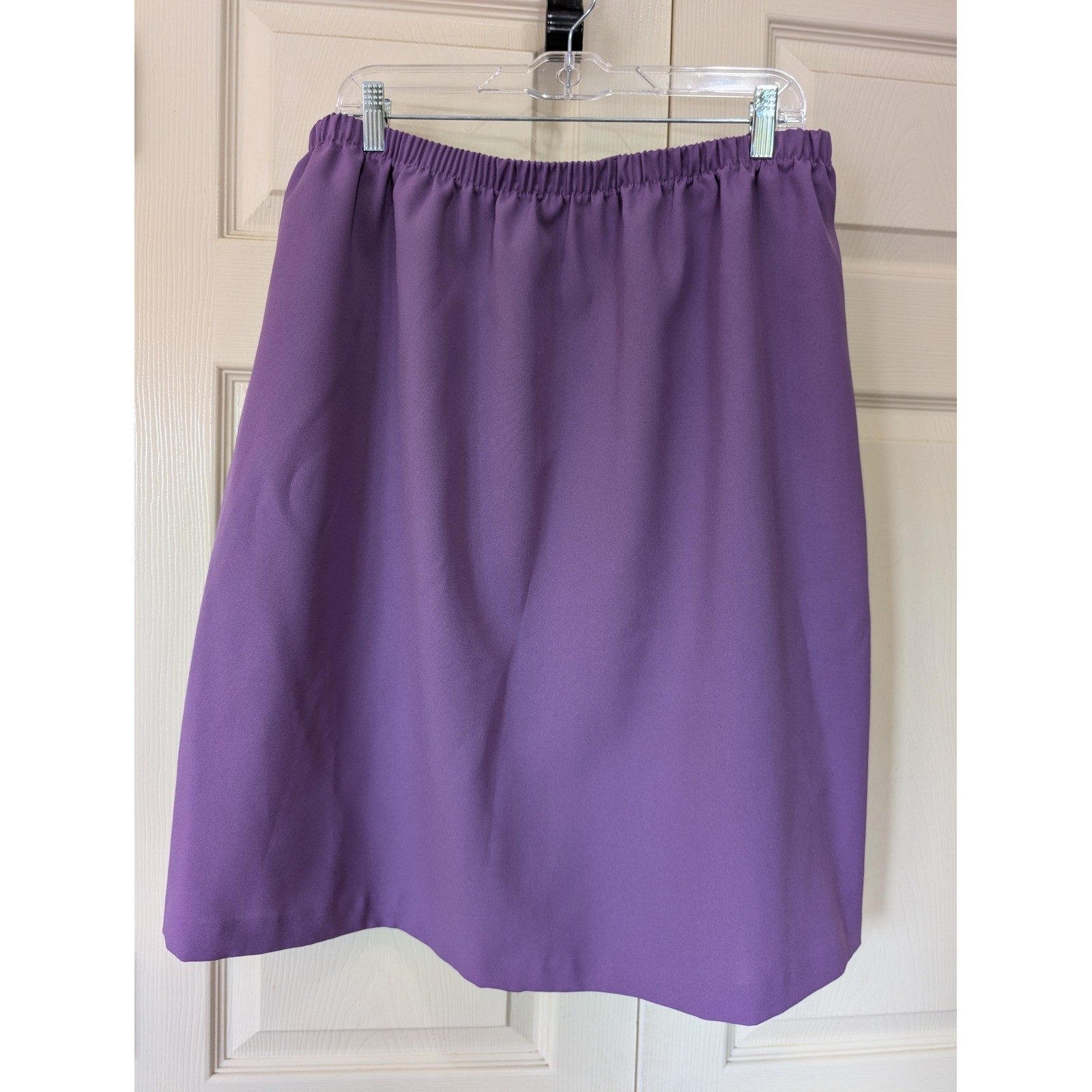 Vintage 80/90s Alfred Dunner Purple Elastic Waist Skirt 16W w/ Slit Made in USA