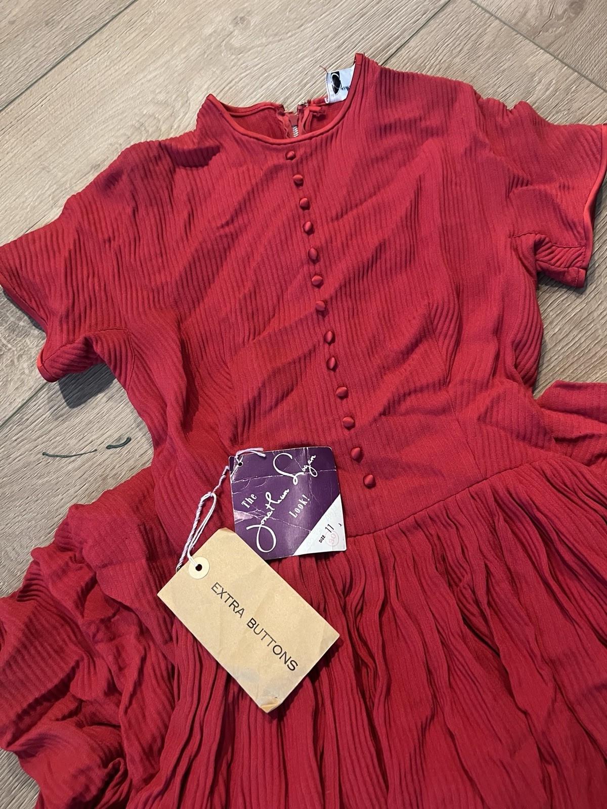 VTG Johnathan Logan Juniors Dress Red Pleated C.1960 (With Original Tags)