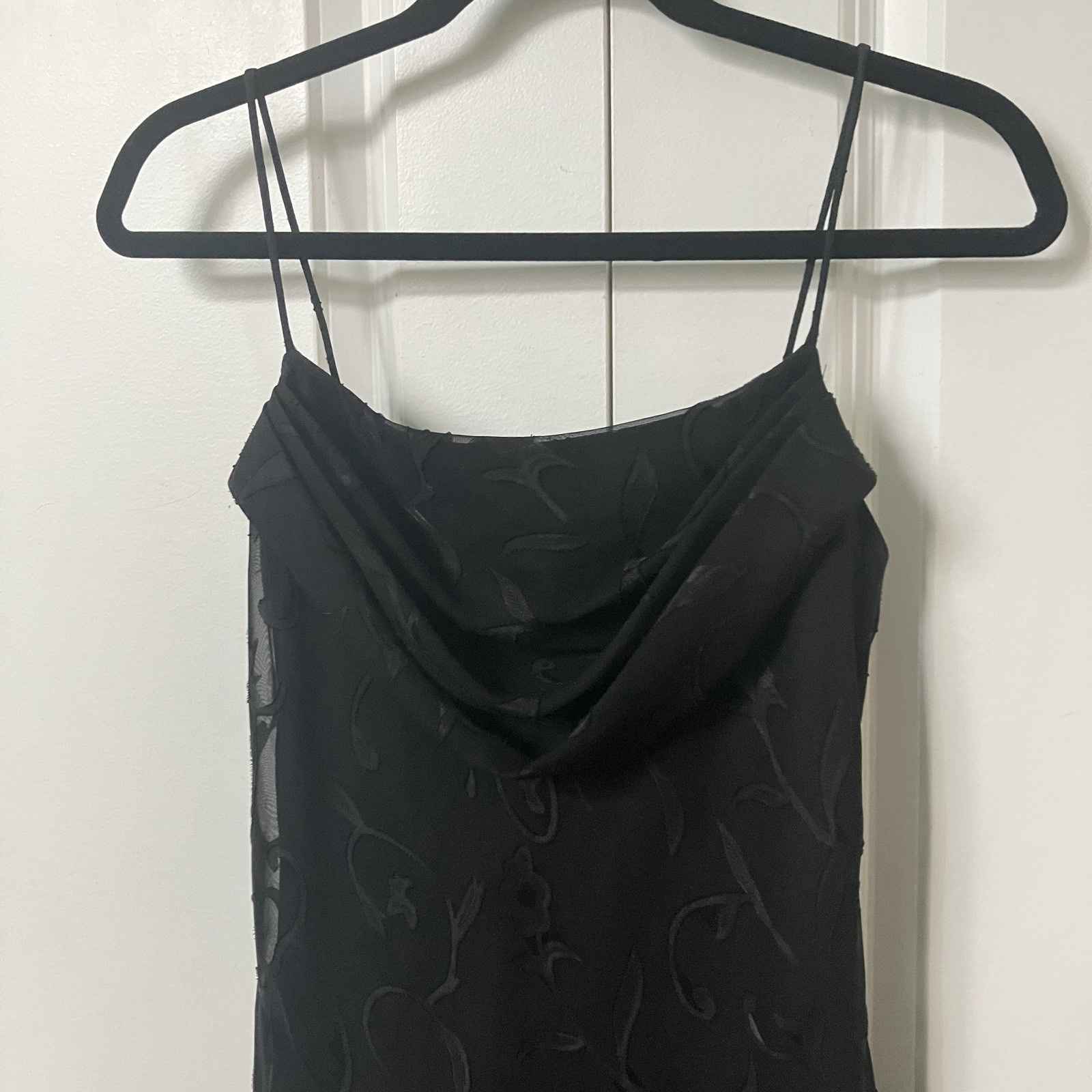 Y2K Onyx Nite Maxi Dress Womens Prom Black Strappy Long 90s Cowl Neck Whimsigoth