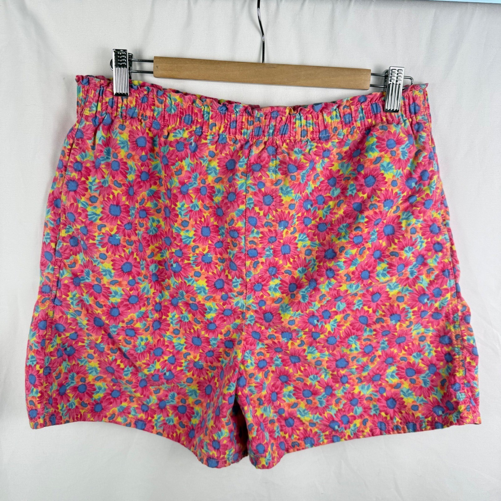 Hanna Andersson Pink Floral Cotton Shorts Medium Pockets Kidcore Colorful Retro