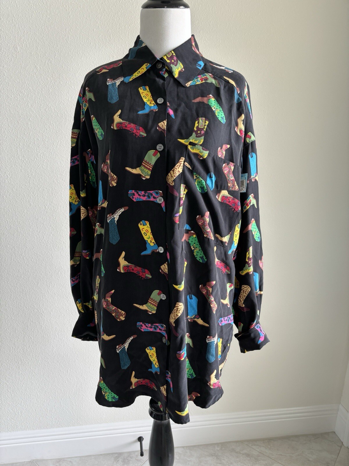 Vintage Cowboy Boot Button Up Blouse Size 12
