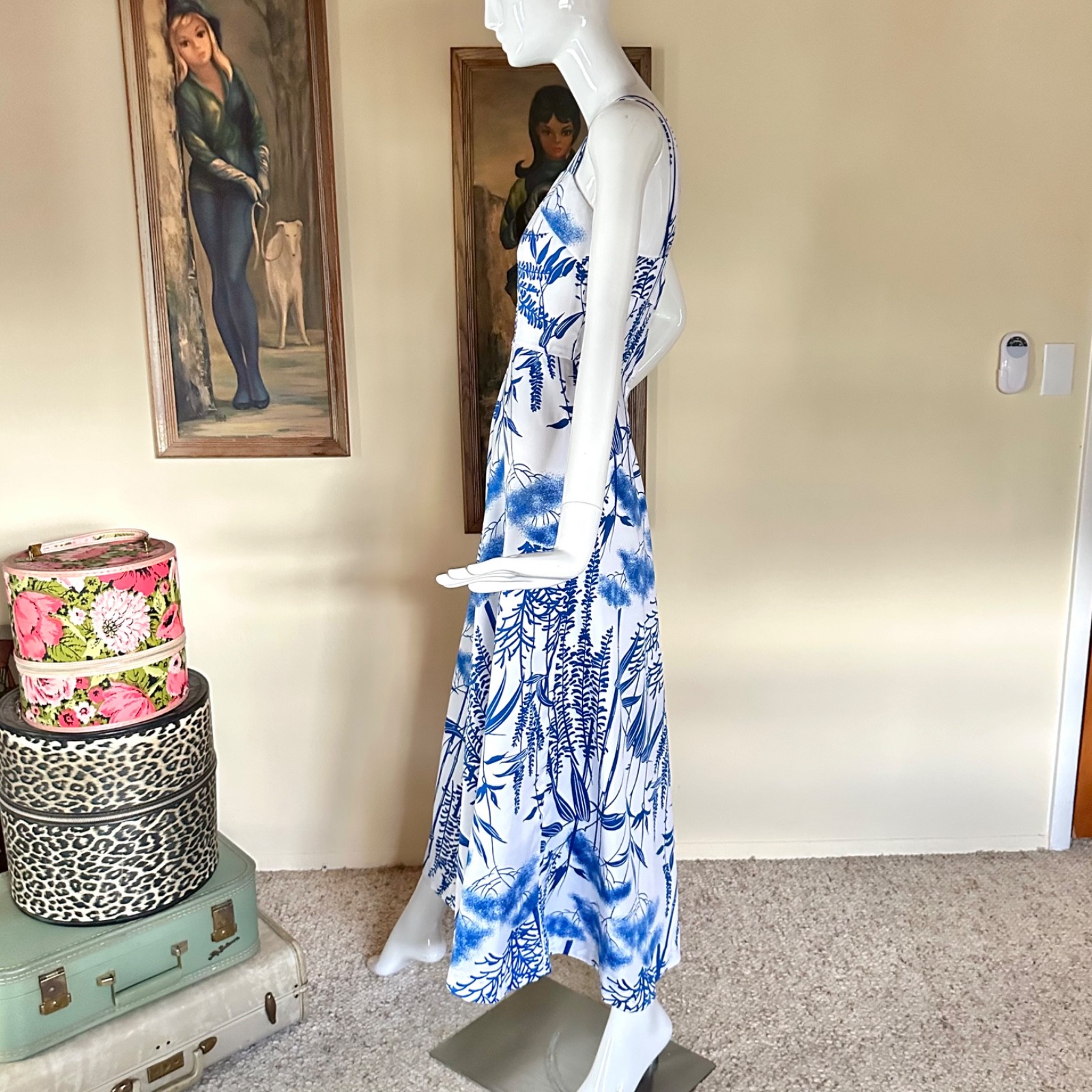 Vintage 1970s Hawaiian Dress Fit & Flare Maxi Sundress Hawaii Nei Floral Vacay S