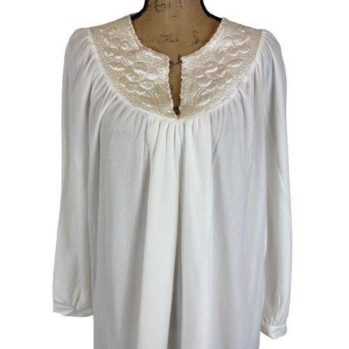 Vintage Motherhood Maternity Nursing Nightgown Victorian Style Ivory Medium
