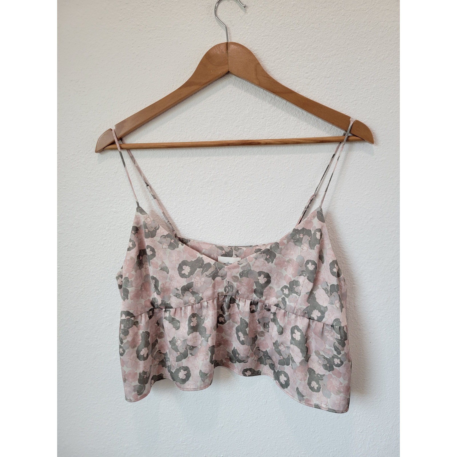 Wilfred Aritzia Floral Babydoll Cami Tank Top Pink Gray Size Medium