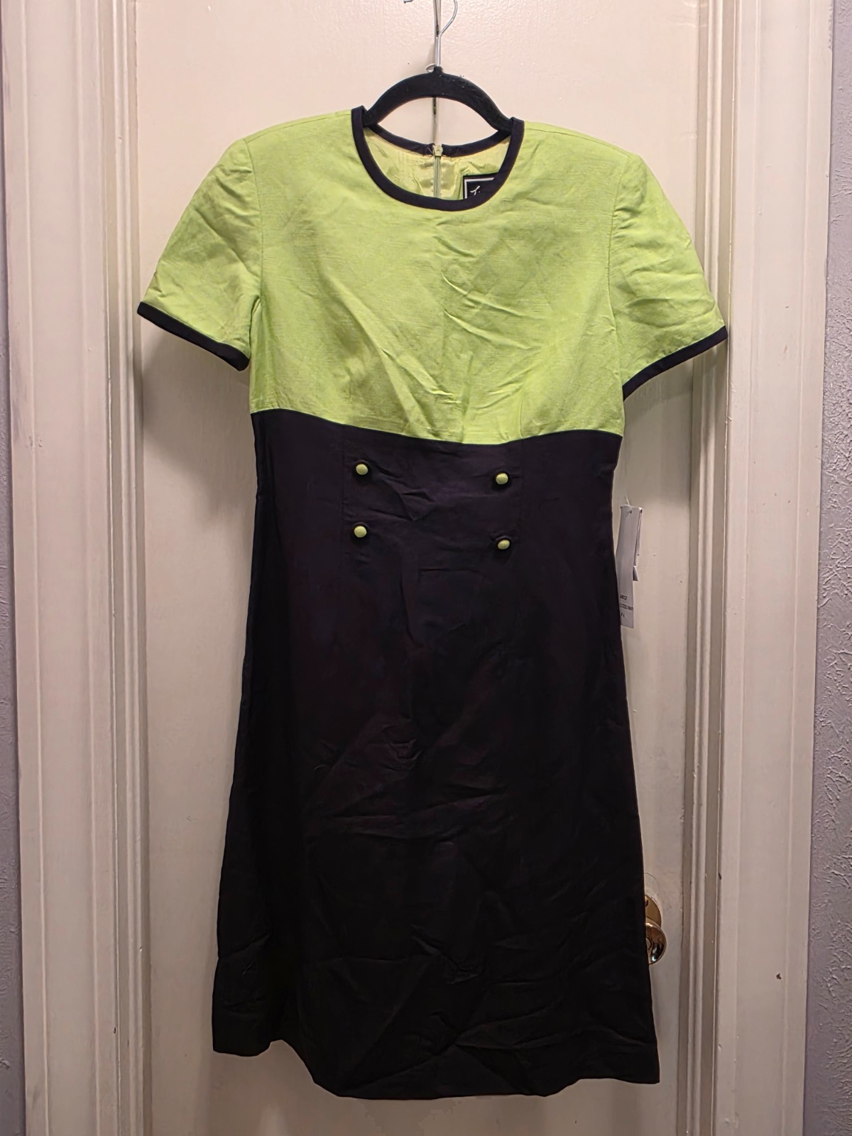 VTG 90s NWT Lennie LNY New York Linen Rayon Colorblock Dress Shoulder Pads P4