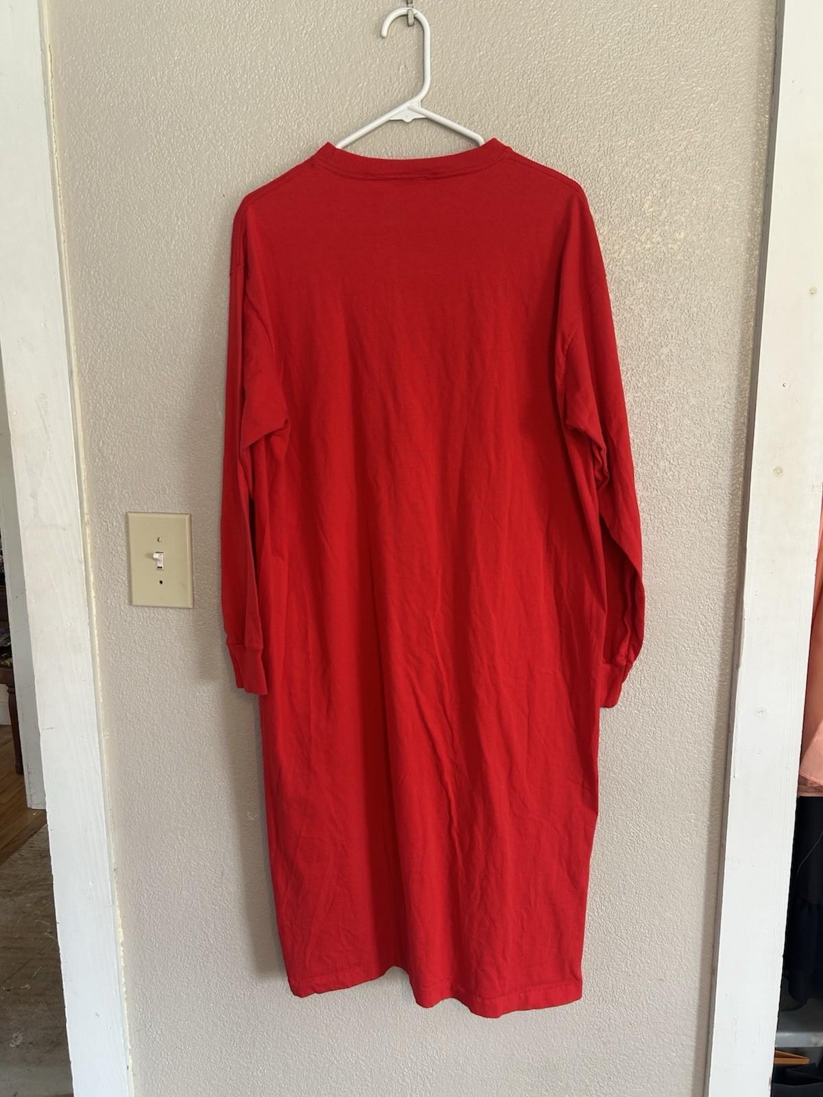 Vintage 1990s 2000s Red T-shirt Dress Large Medium 100% Cotton Made In The USA