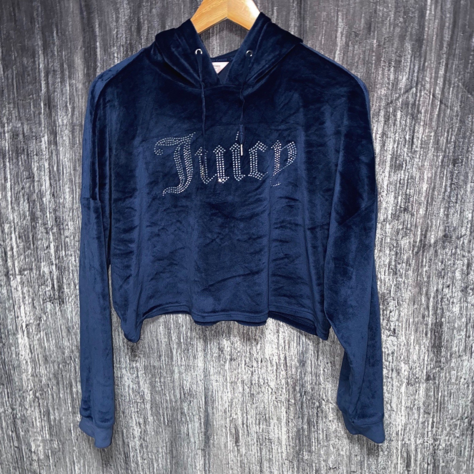 Vintage Juicy Couture Velour Cropped Y2k Hoodie Women’s Size Large