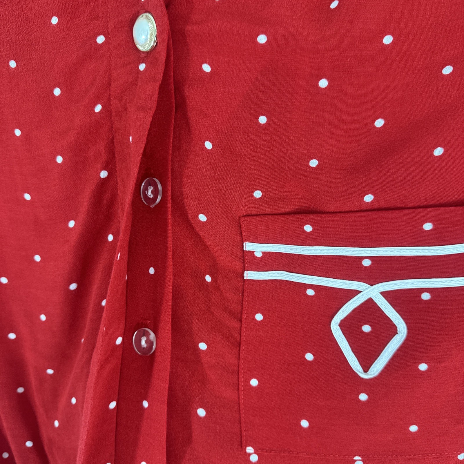 Vtg 80’s Midi Dress *Sz 12 6-8 S True Red Polkadot Summer Secretary Country Club