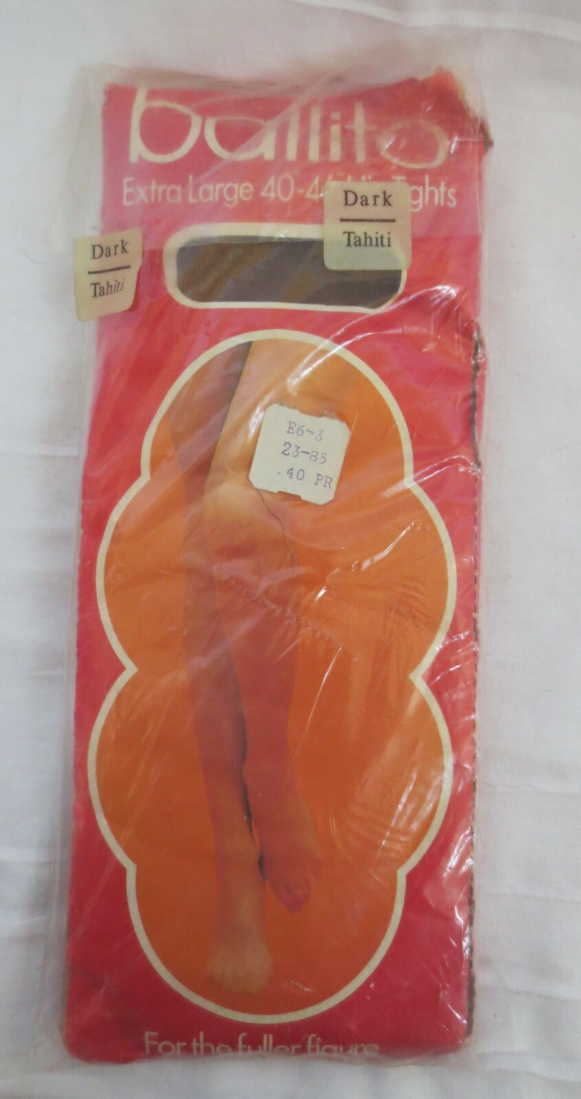 1 PR VINTAGE Ballito Seamless Dark Tahiti stockings Extra Large 40-46″ hip