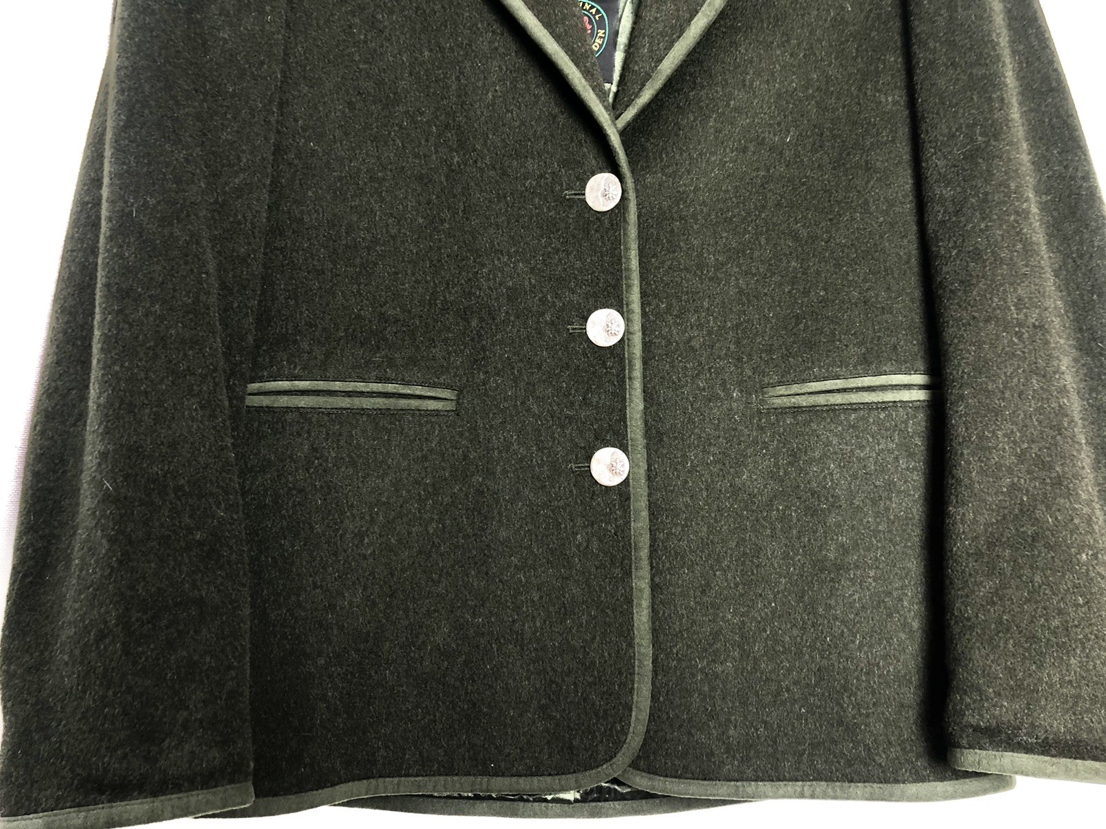 Vtg Austrian Loden Wool Jacket Green Tyrolean Tyrol Trachten Women US 2–4 EU 34
