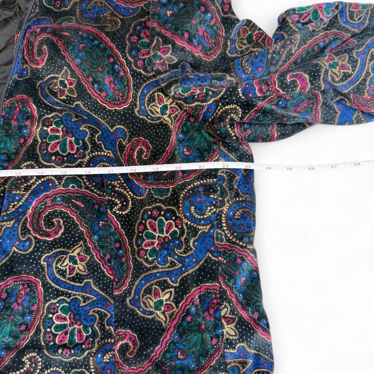 80s Paisley Velvet Koret Blazer with 3/4 Sleeves Size 24W