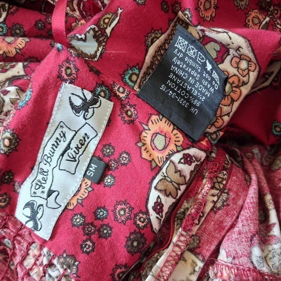 Hell Bunny Red Sugar Skull Halter Swing Dress S M