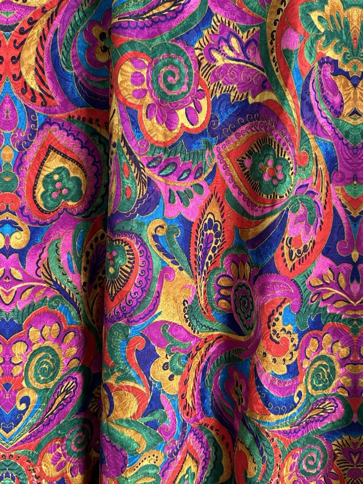 Vintage 80’s Details Colorful Caftan Kaftan Paisley Lounge Dress Mumu One Sz