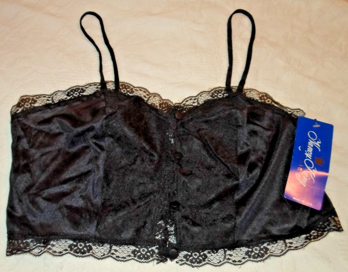 VTG Nancy King Black MED Lingerie Vintage Baby Doll Top Cami Sleepwear USA-NWT