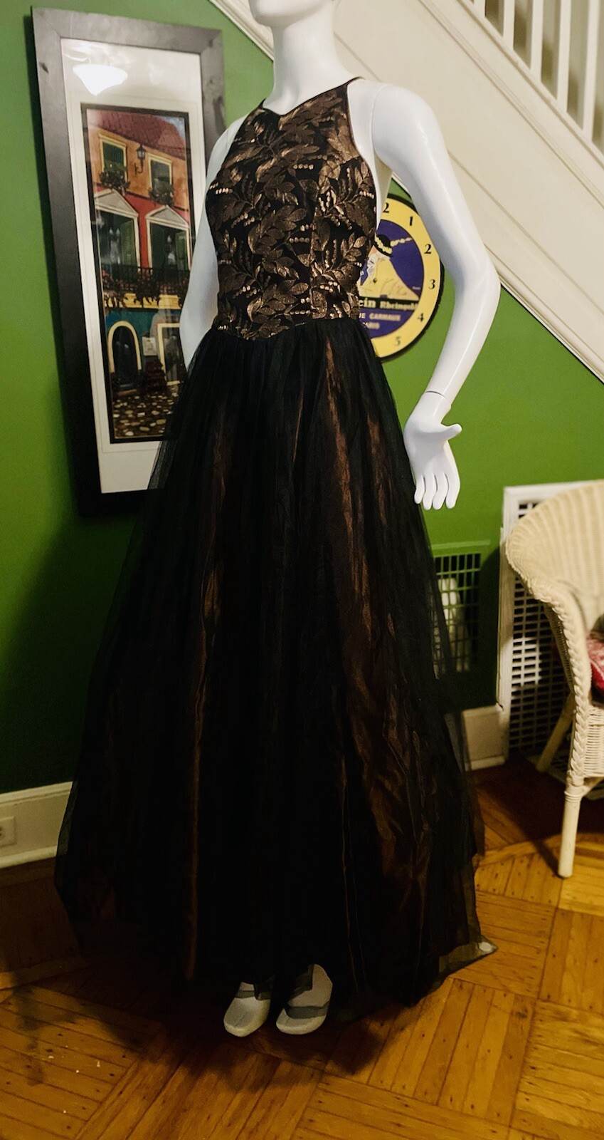 Vintage Cache sz 6 Bronze Halter Fairy Tulle Skirt Gown Dress S 36 Wedding