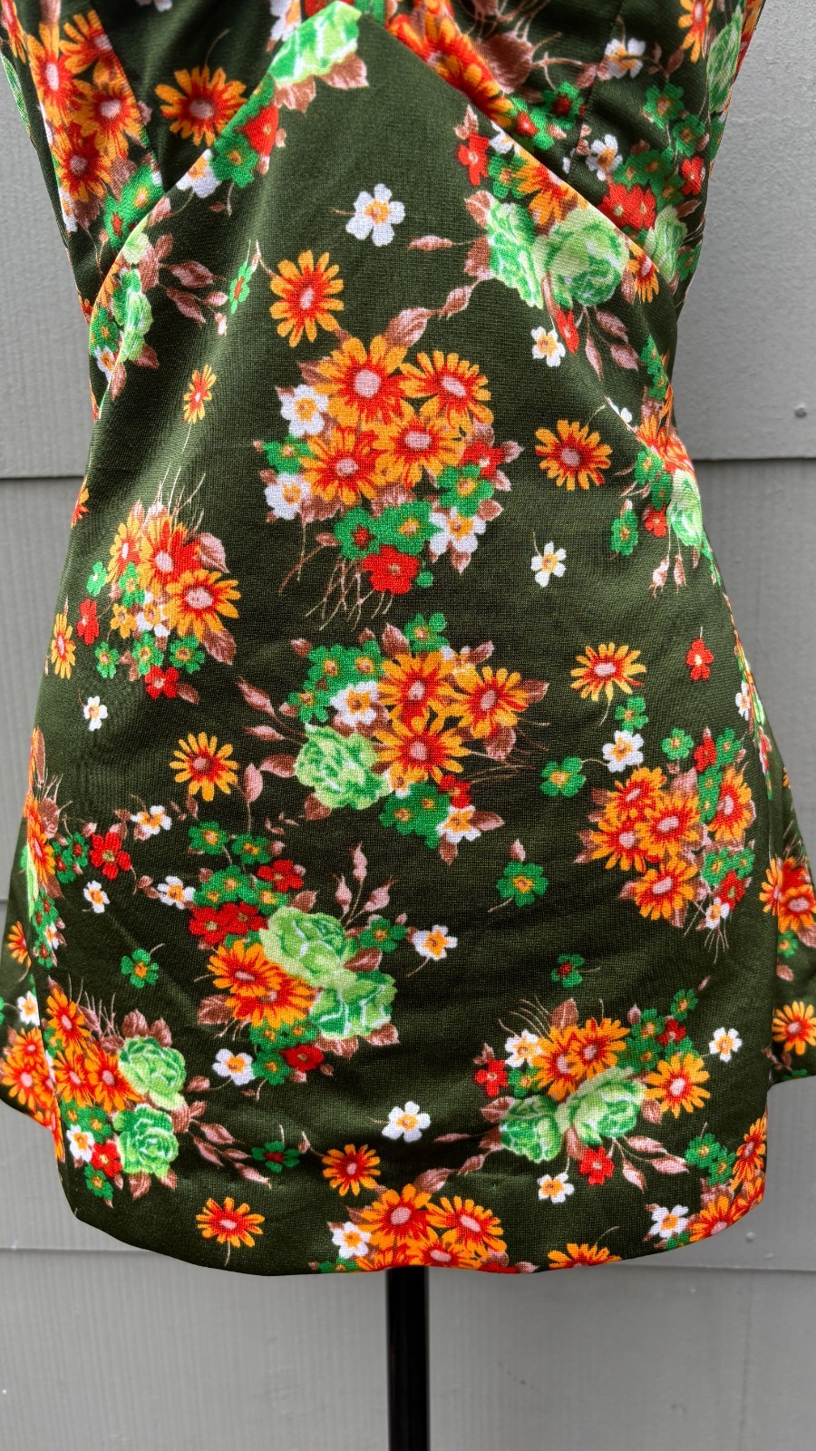 vtg 50s 60s MCM Pinup Whimsical Fairy Floral Babydoll Tank Top Metal Zipper Back