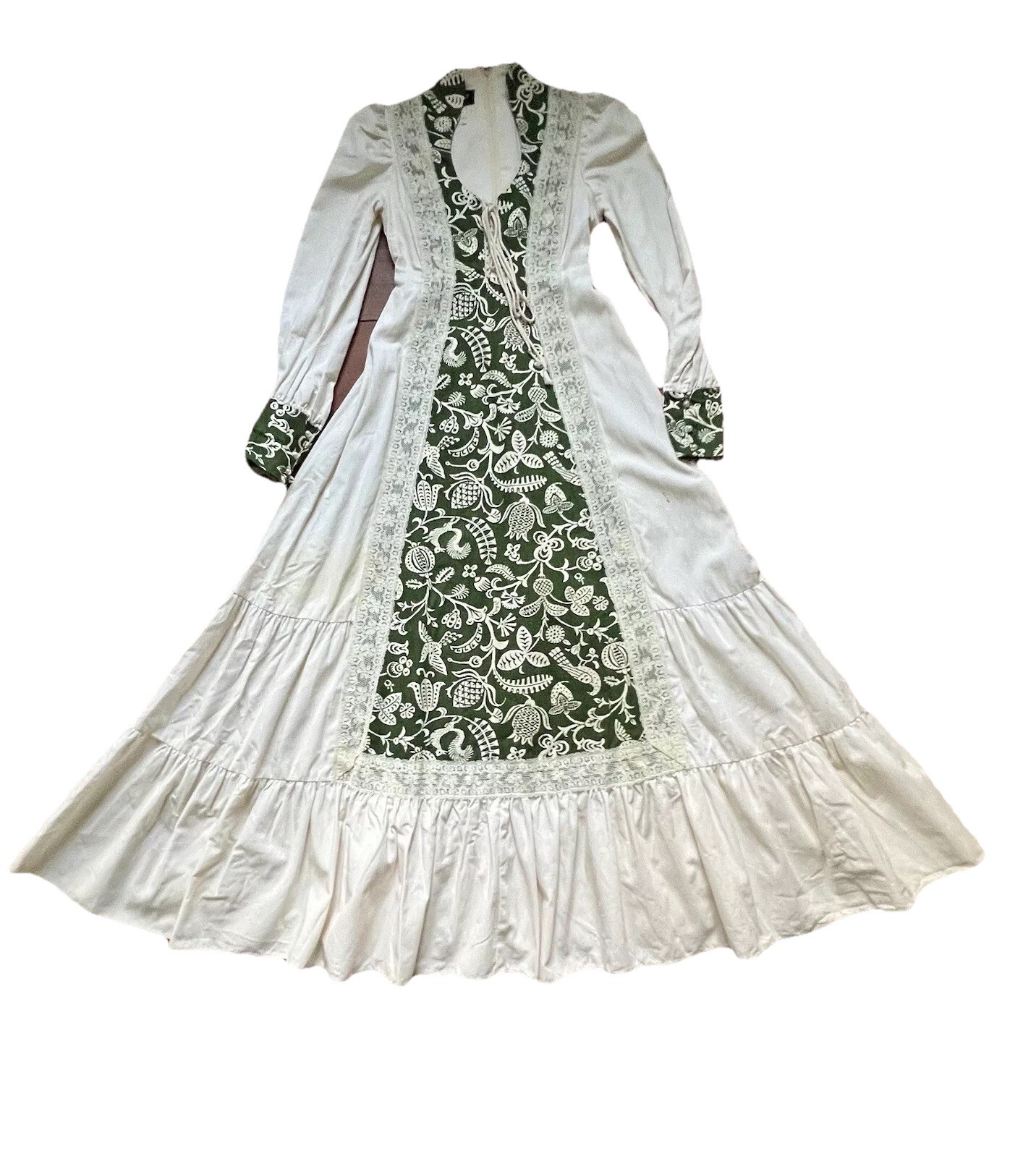 Gunne Sax By Jessica Vintage Size 7 Black Label Squirrel Green Fit & Flare Dress