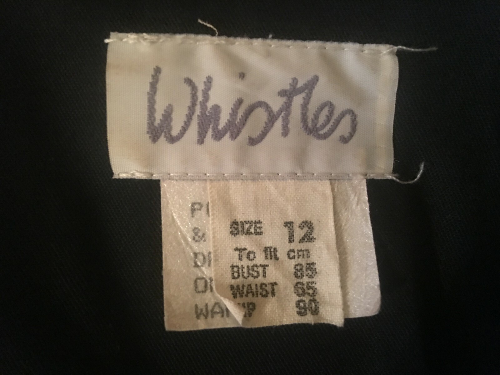 VINTAGE BLACK DRESS BY WHISTLES SIZE 12