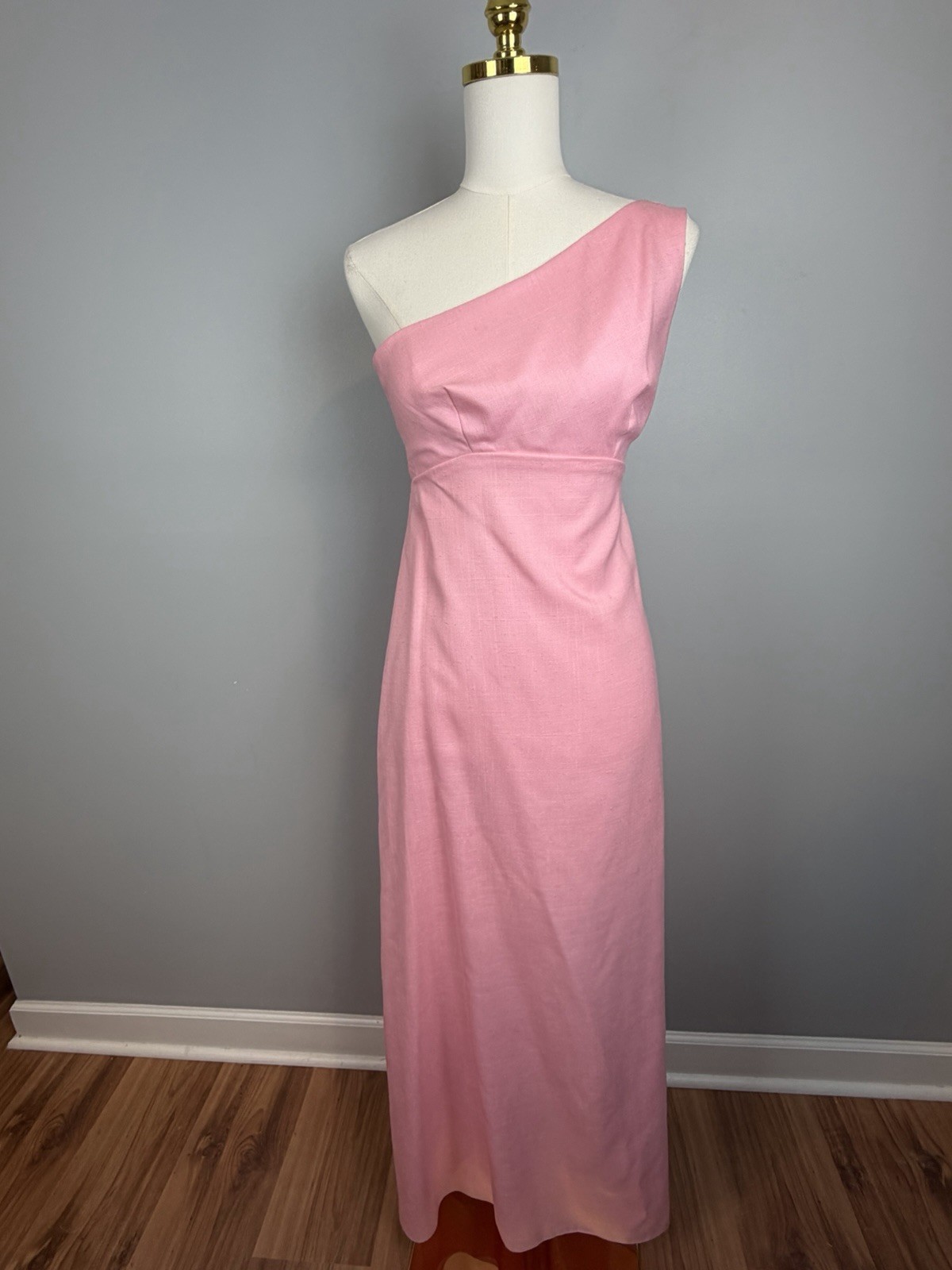Priscilla of Boston Pink Gown Womens Size XS Single Shoulder Mid Century Vtg