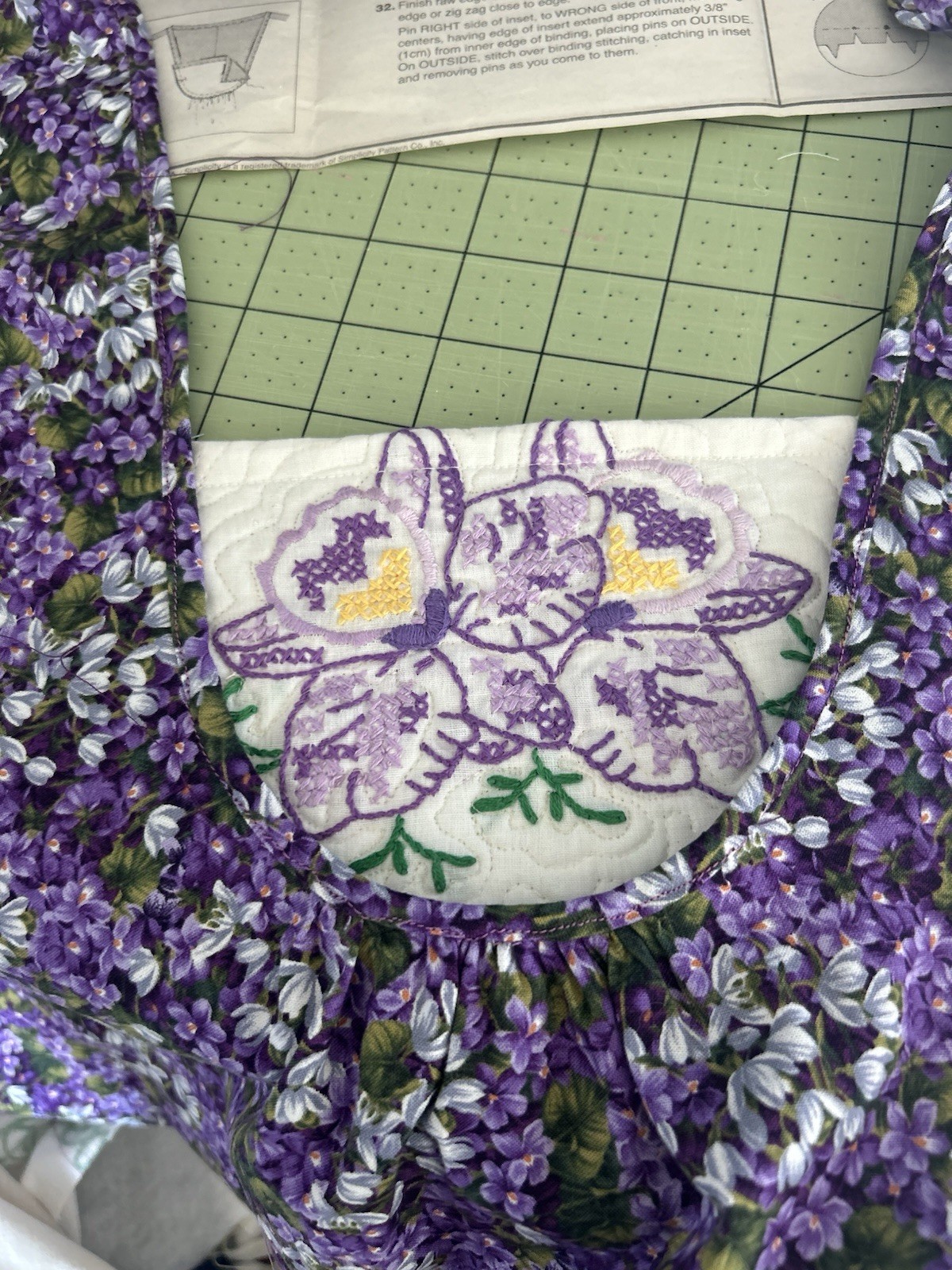 Vintage Embroidery With Purple Floral Top