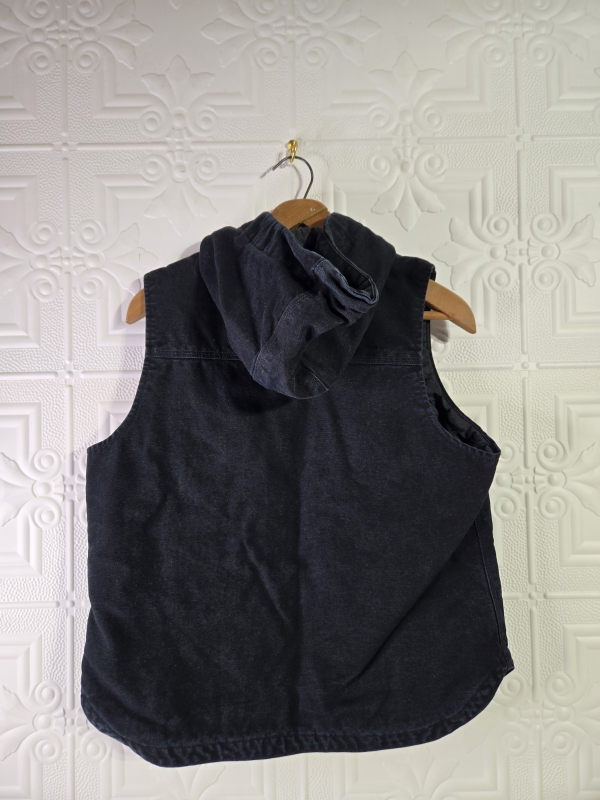 Carhartt Black Duck Canvas Hooded Vest Workwear 104026 Women’s Size M 8-10