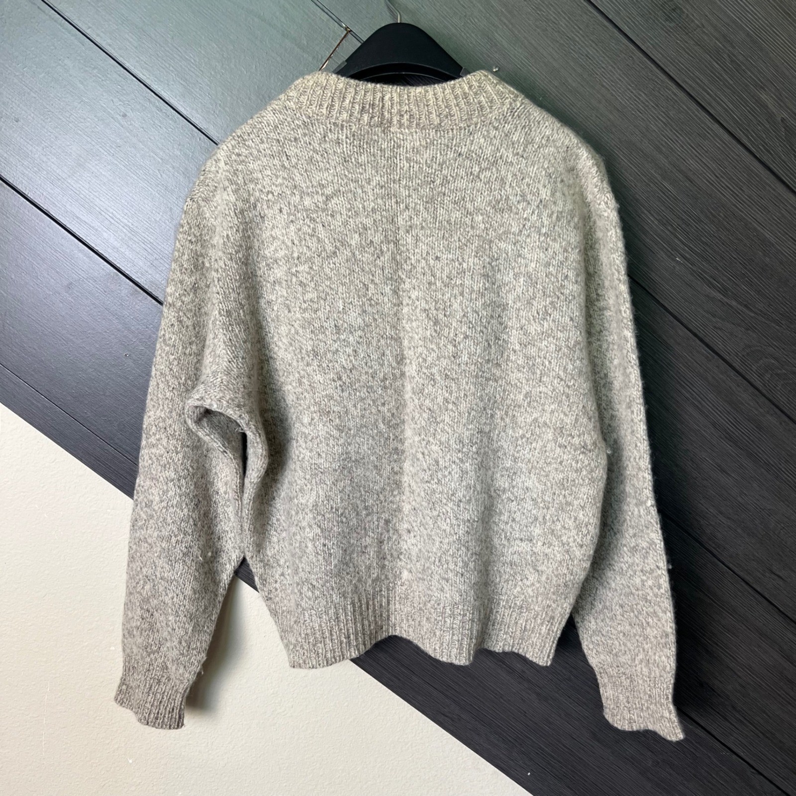 Campus Women VTG L Wool Blend Crewneck Sweater Beige Made In USA Grandpa Core