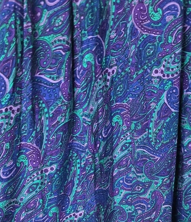Vtg 80s Avon Fashions Jewel Tone Paisley Shirtwaist Midi Dress Rayon 9/10