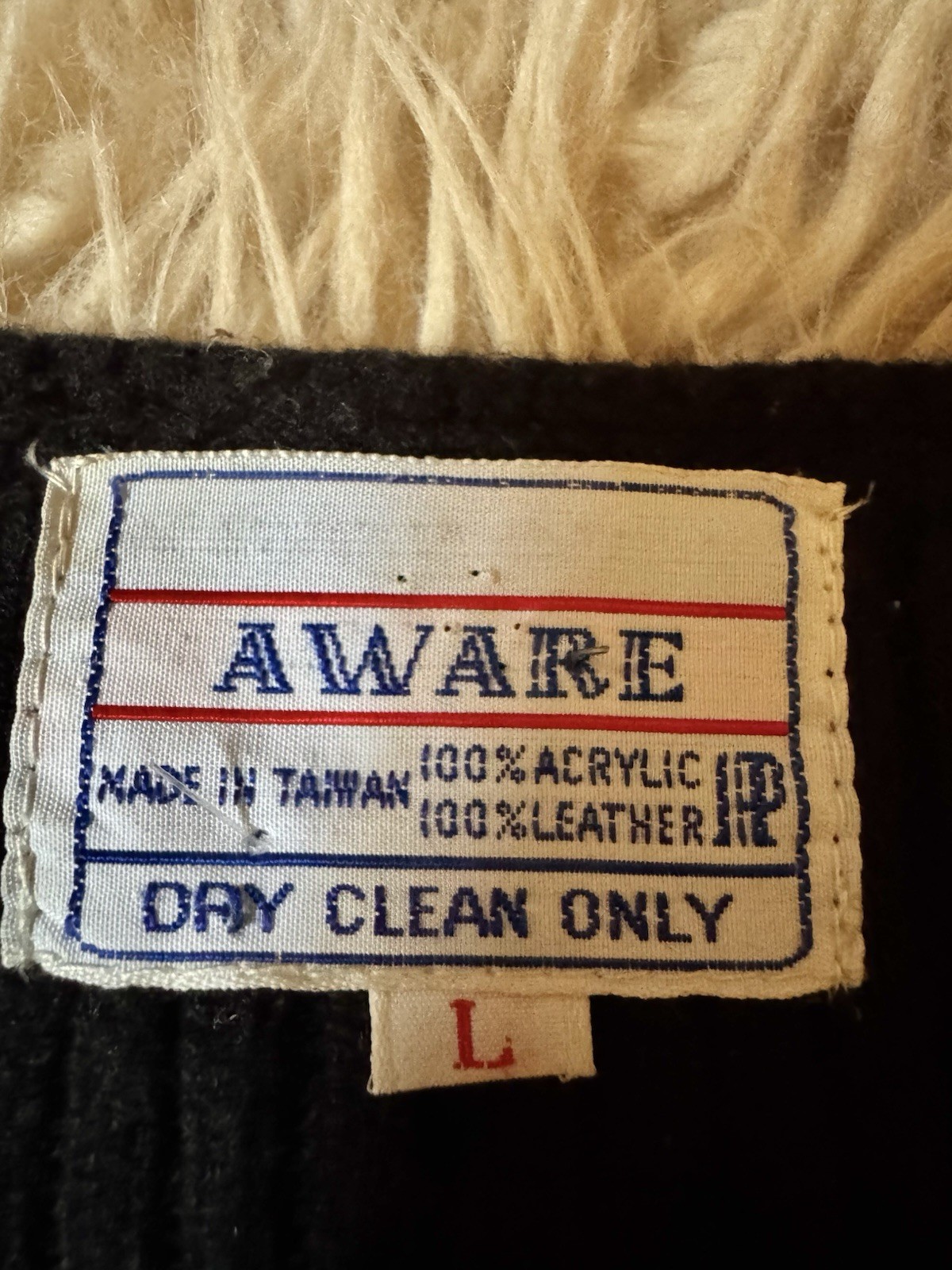 Vtg Aware Taiwan Acrylic Leather Crochet Sweater Vest Top 70s Rare Boho S M L
