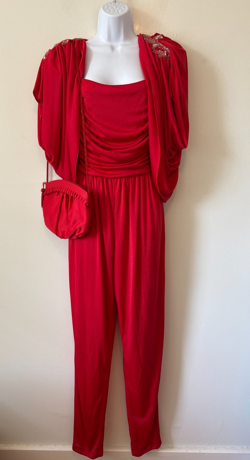 Vintage Night Visionz California 3pc Red Jumpsuit Jacket Purse Size 9/10 Small
