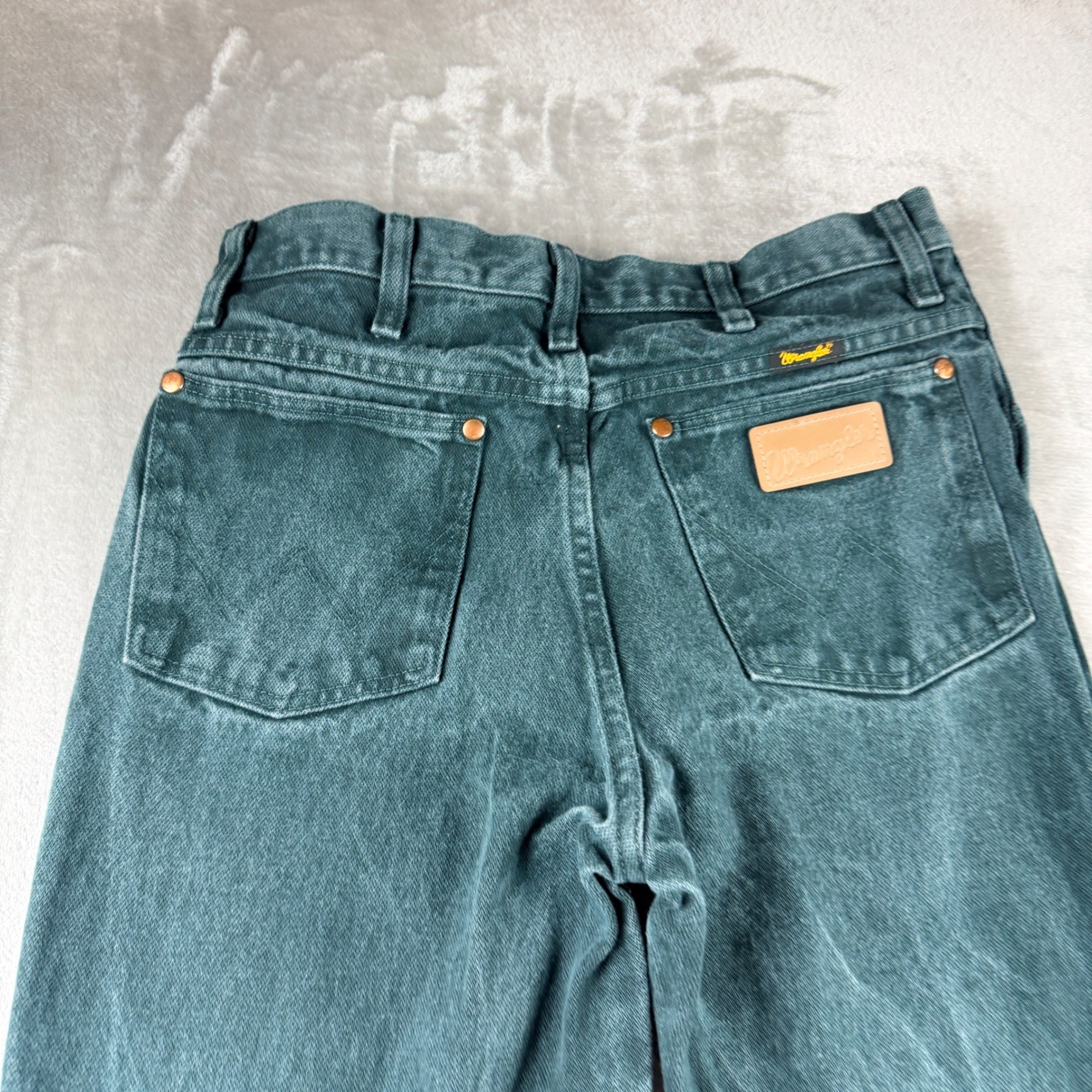 VTG Wrangler 936KMT Women’s Cowboy Cut Slim Fit Jeans Green 30×36 Denim Western