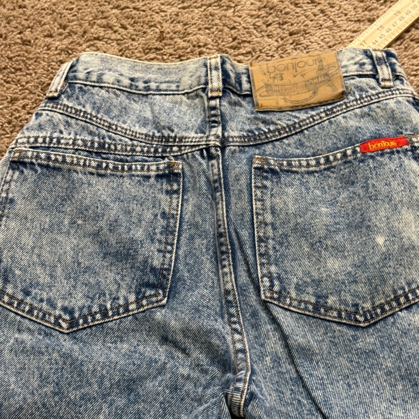 Bonjour Paris Vintage 80s Acid Wash High Waist Tapered 27×30 Made in USA AA02