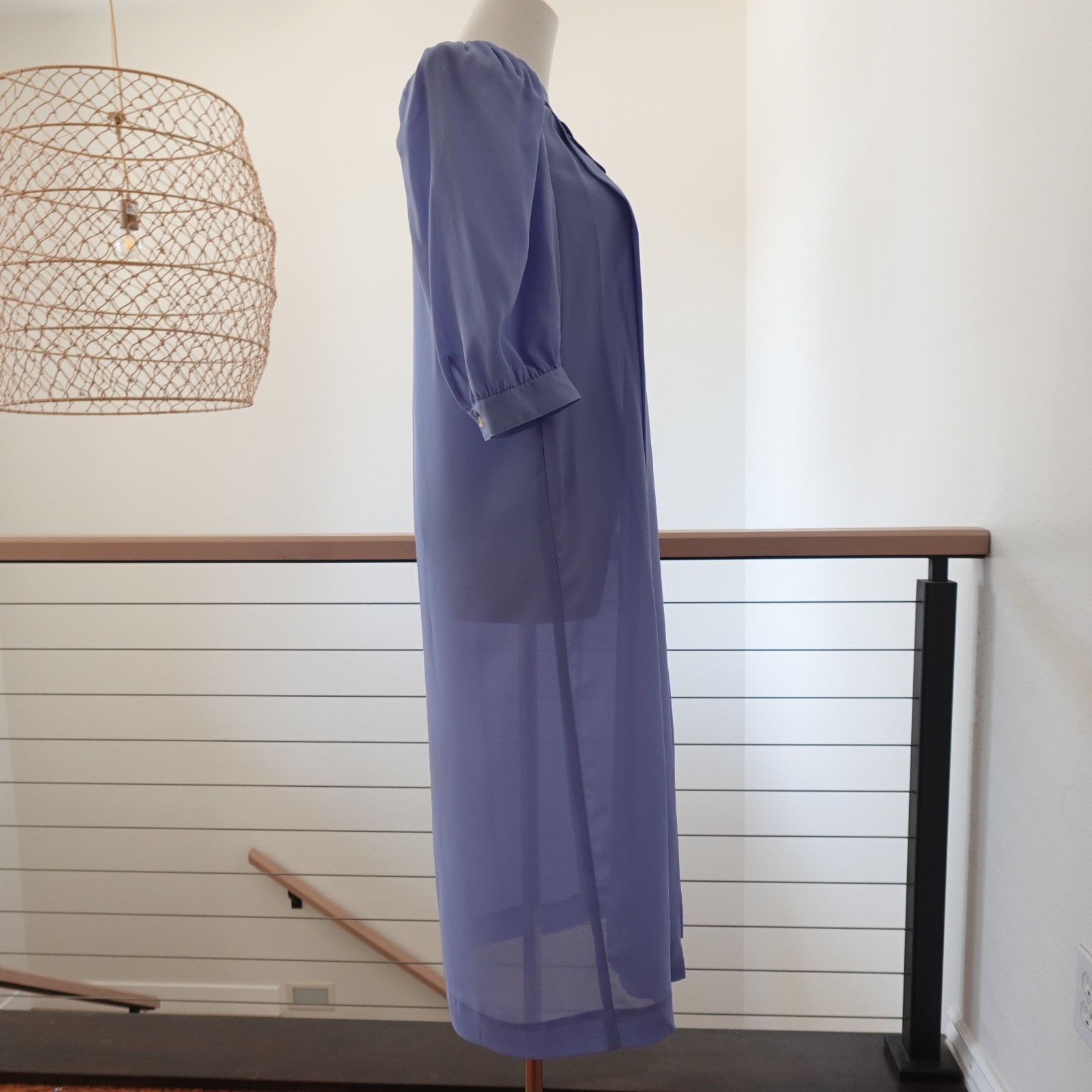 Vintage Neil Martin Dress Womens 12 Lavender Embroidered Yoke Korea Midi