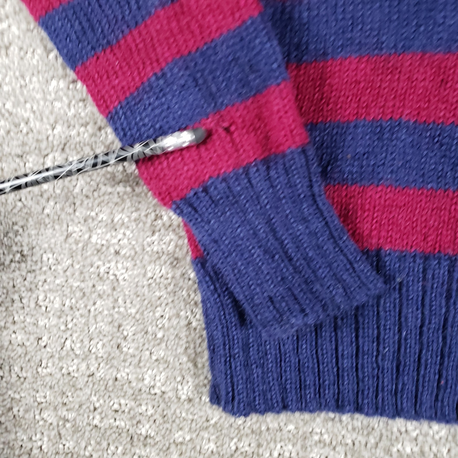Vintage 70s Shetlander Crazy Horse Sweater Womens XS Shetland Wool Striped