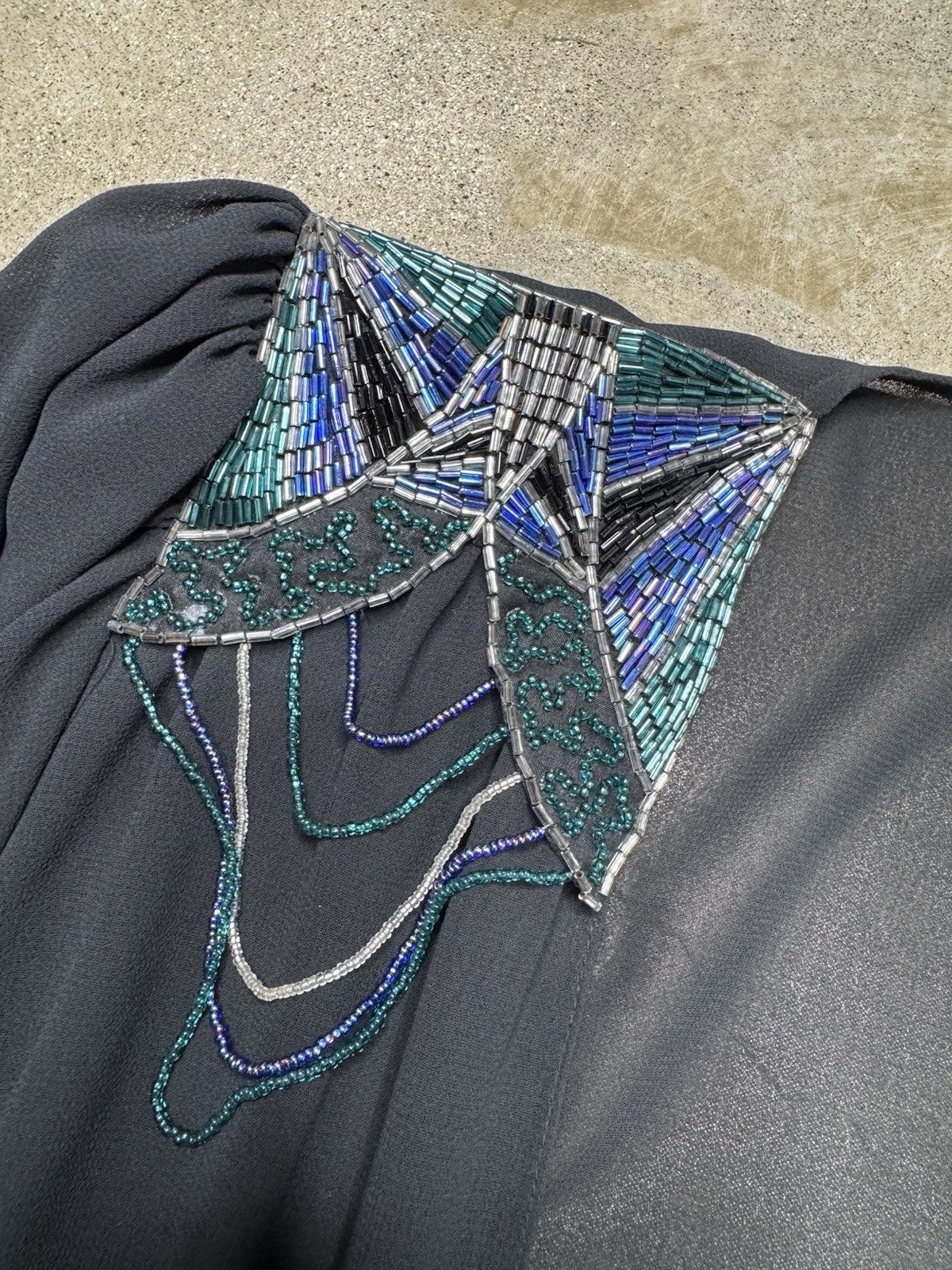 Vintage Casadei Dress Chiffon Black Sheer Drop Waste