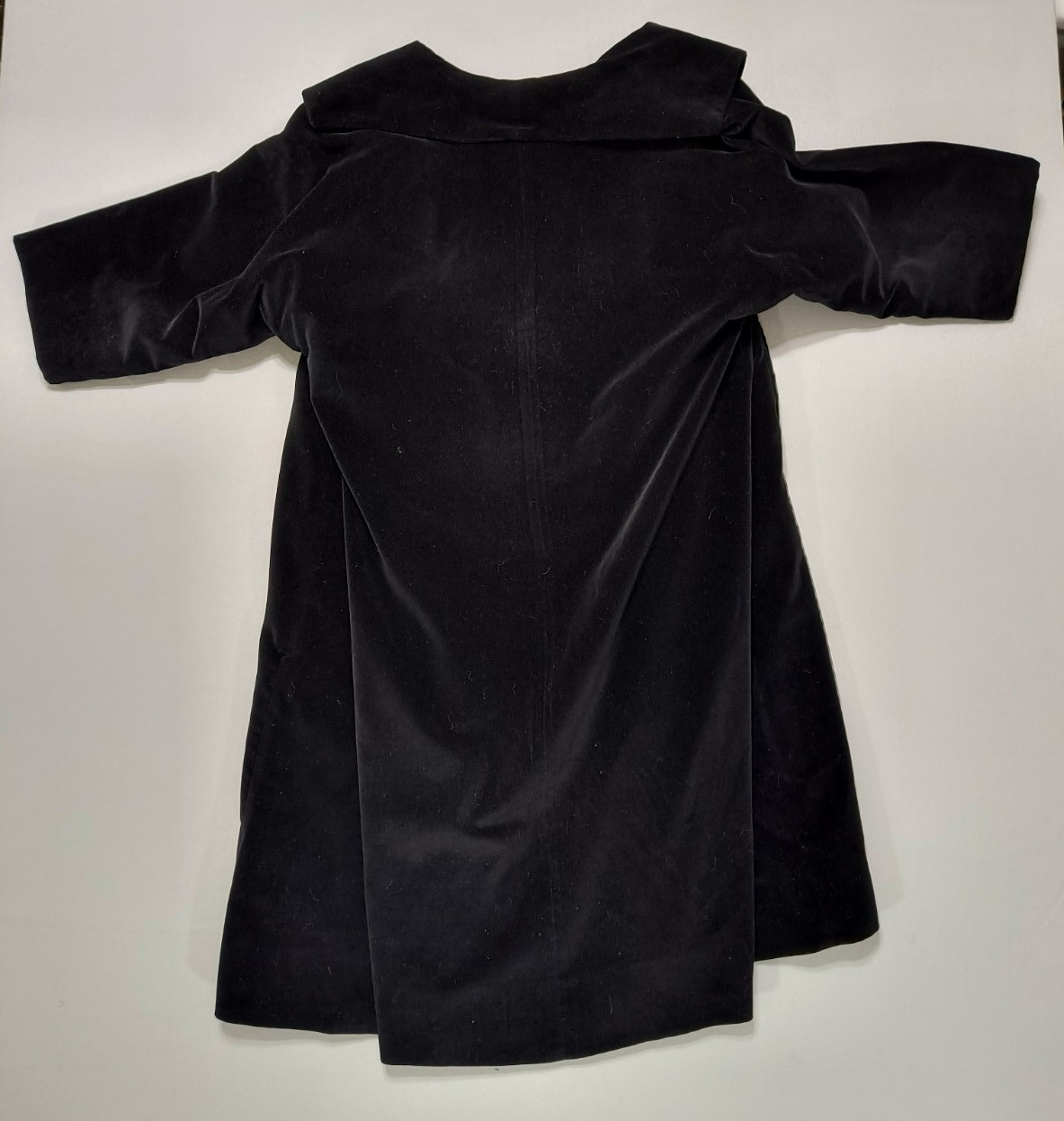 VTG 50s Original Candi Wrap Long Maxi Coat Union Made Black Velvet Witchy L Vamp