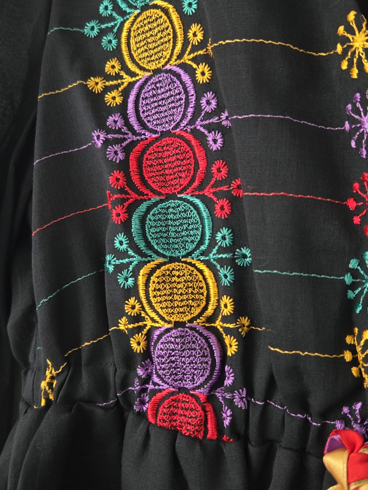 Vintage 1970s Young Edwardian by Arpeja Embroidered Black Dress