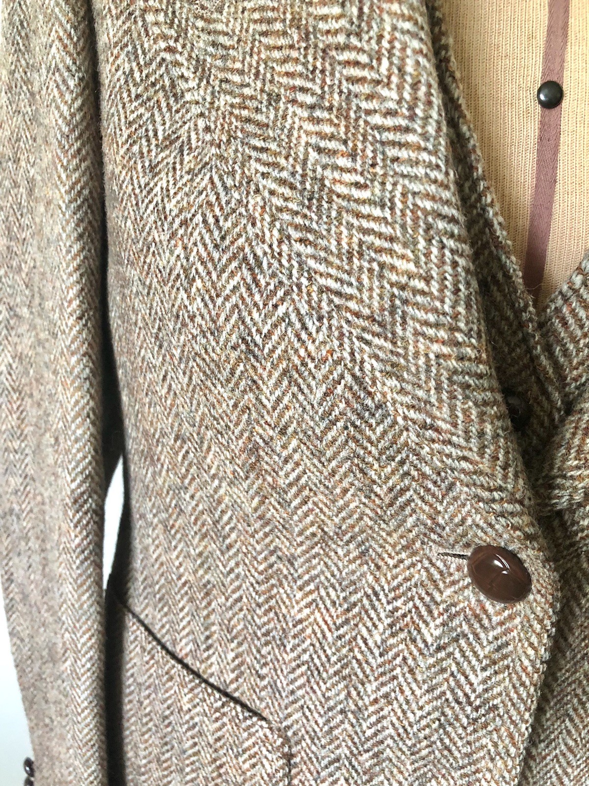 Vintage 80’s Brown Harris Tweed Jacket & Vest Set English Countryside