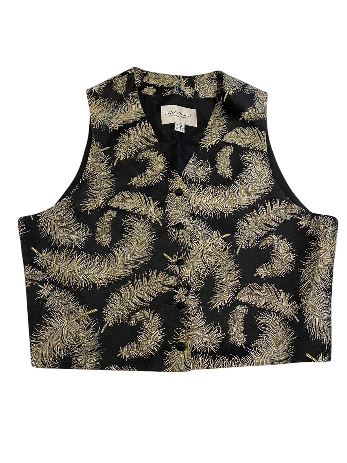 Vintage 90’s EMANUEL Emanuel Ungaro Feather Pattern Silk Rayon Blend Vest 4/38