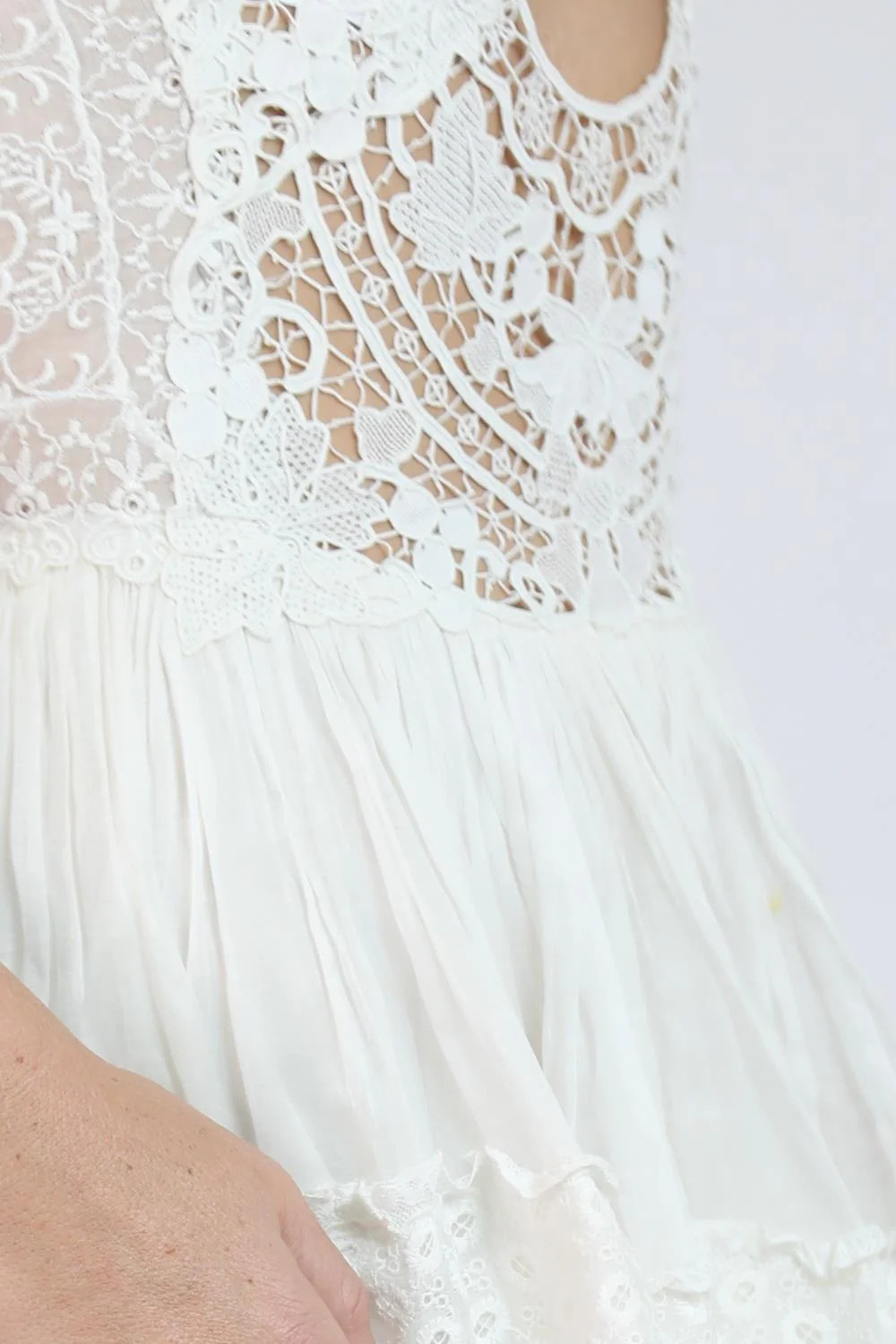 MORPHEW ATELIER White Organic Cotton Organdy & Antique Lace Gown