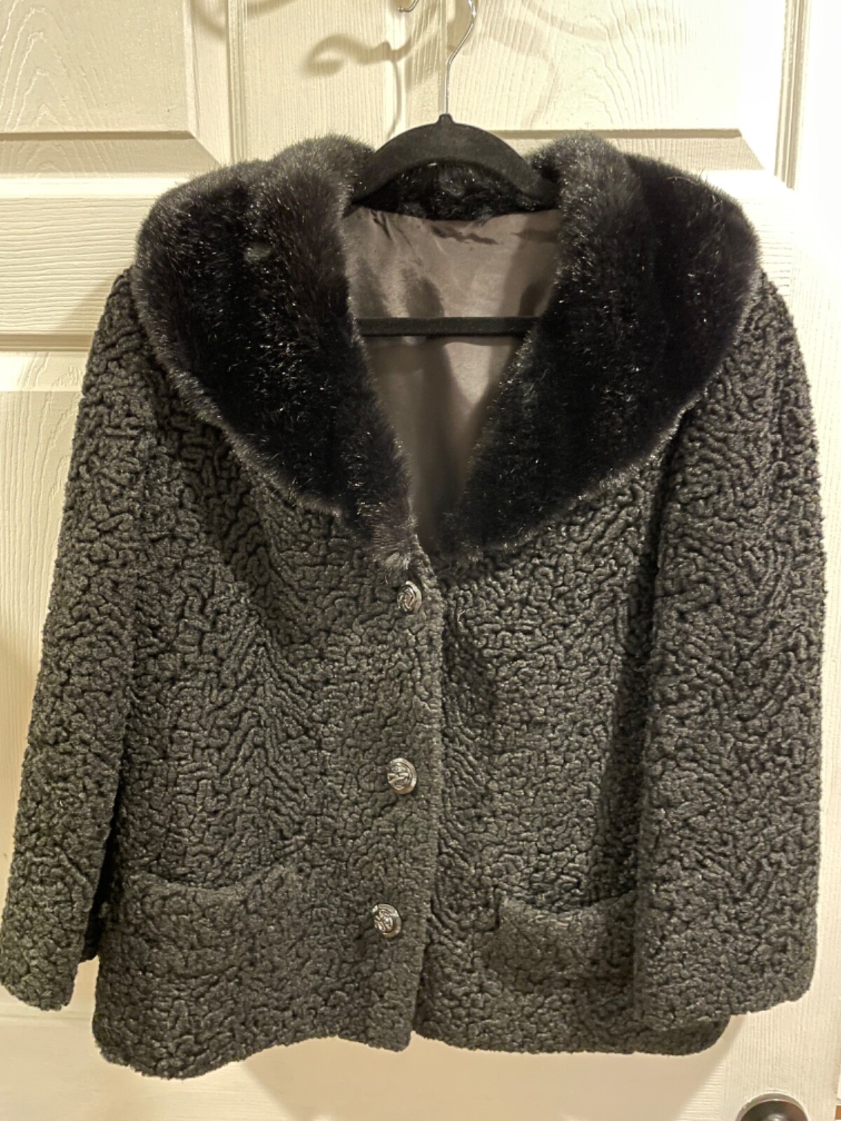 Vintage ’50’s Persian Lamb Curly Wool Swing Coat Women’s Sz S