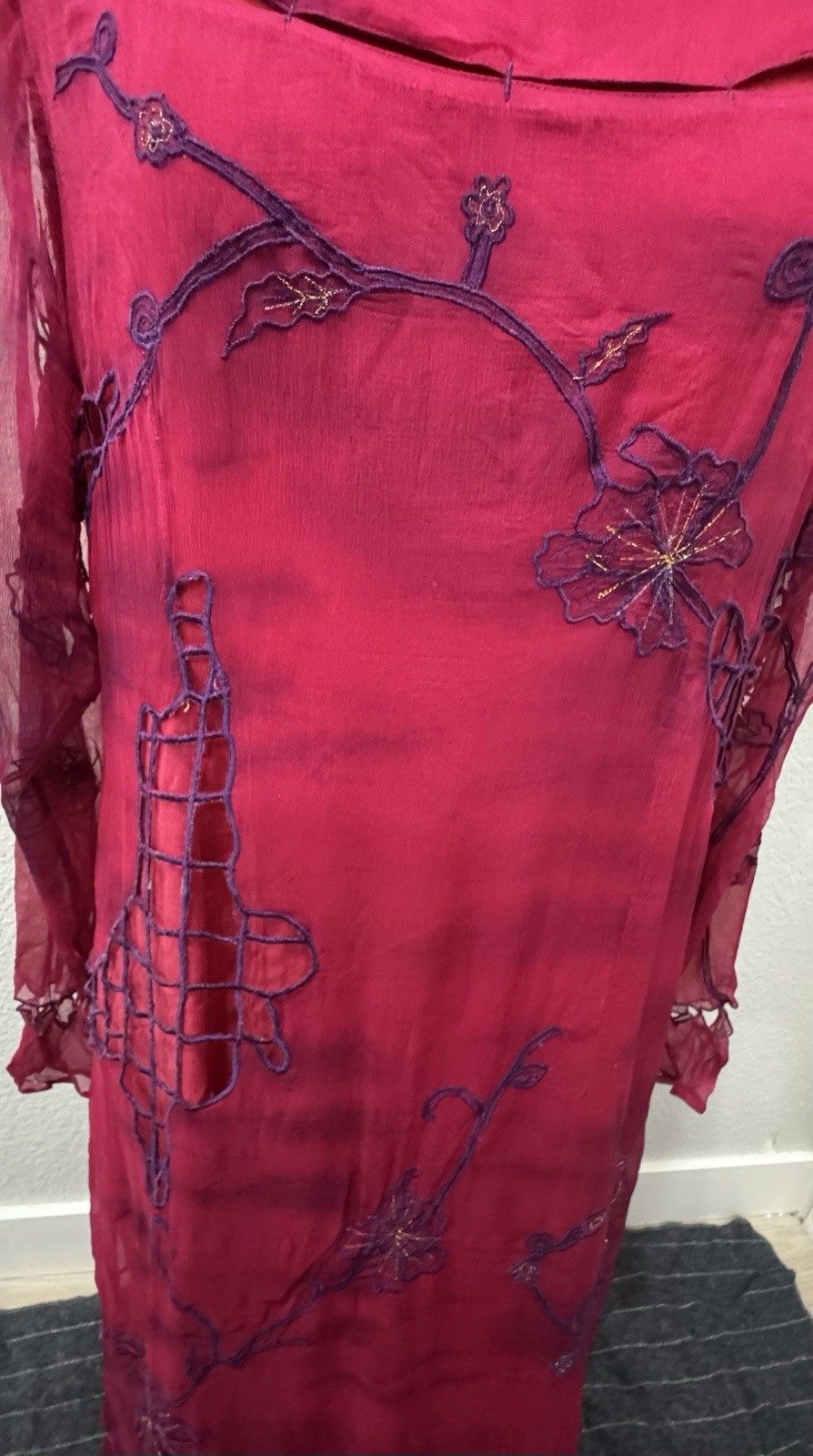 Nataya Victorian Titanic Tea Party Embroidered Mesh Dress Pink Rayon XL