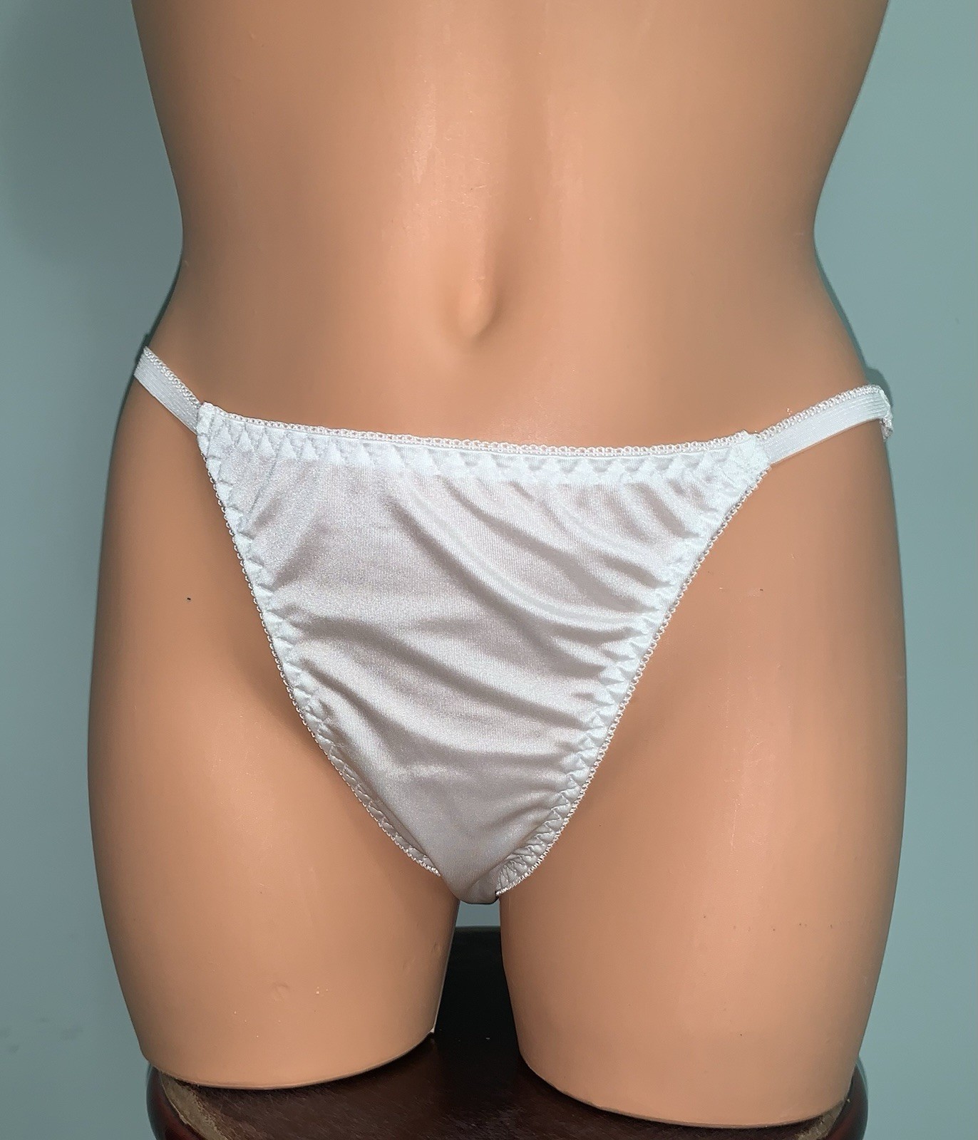 NEW Glossy Stretch Satin XL String Bikini Panties Hi Thigh Lingerie Panty