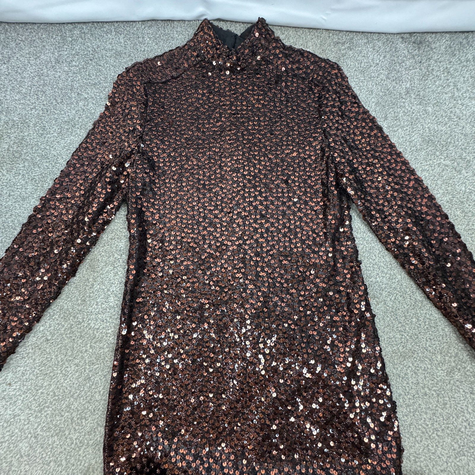 Marita By Anthony Muto Retro Bronze Sequined Long Vintage Dress 60’s