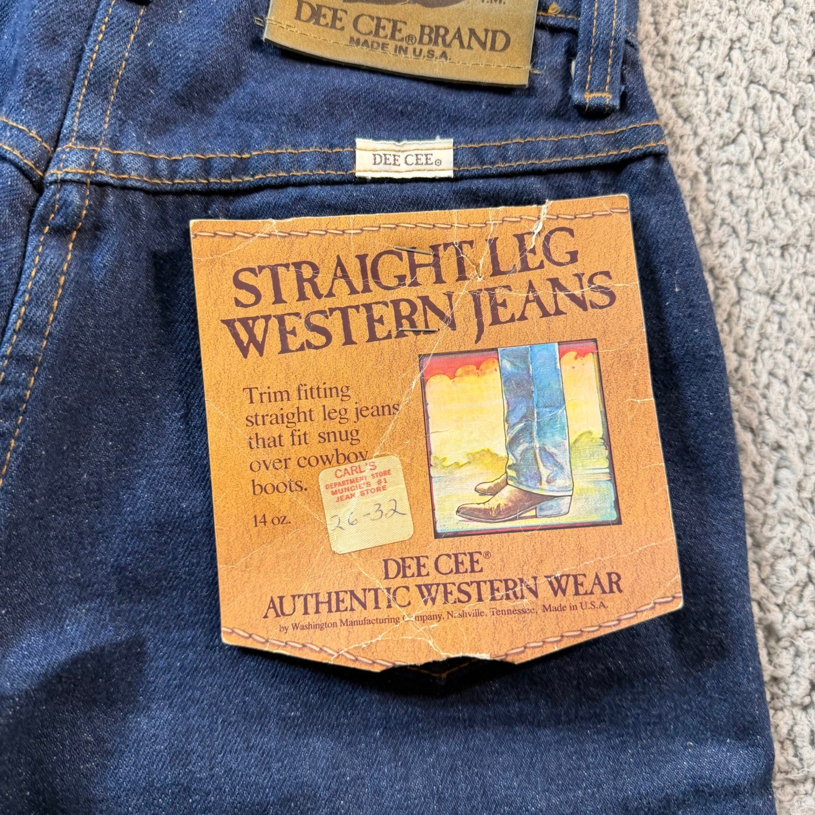 Vintage Dee Cee Brand Western Jeans Womens 24×31 Straight Leg Dark Denim USA