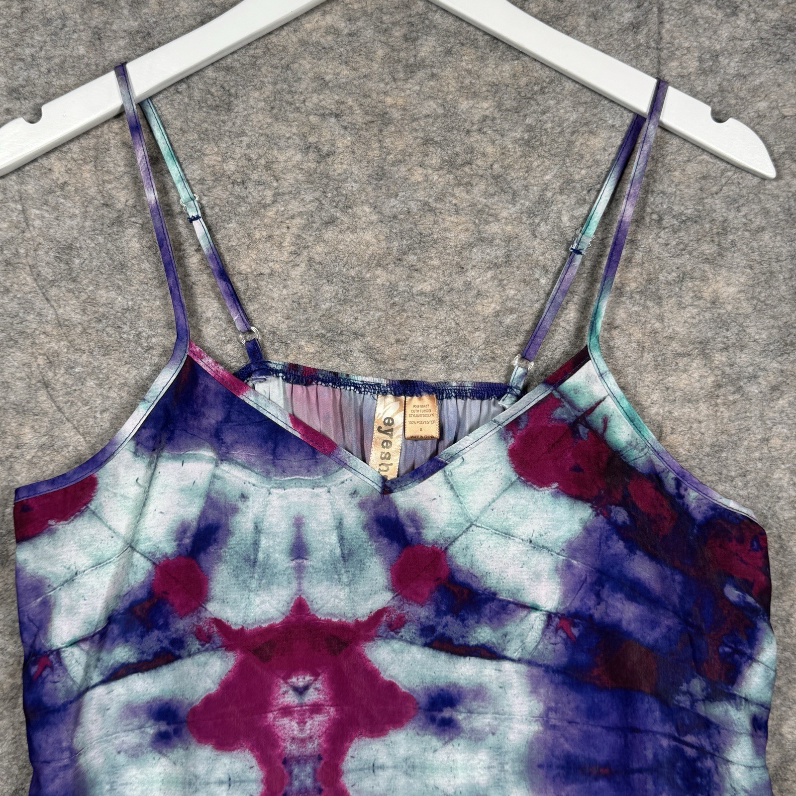 Vintage Y2K Womens Eyeshadow Tie Dye Camisole Tank Top Size S 17×26 Adjustable