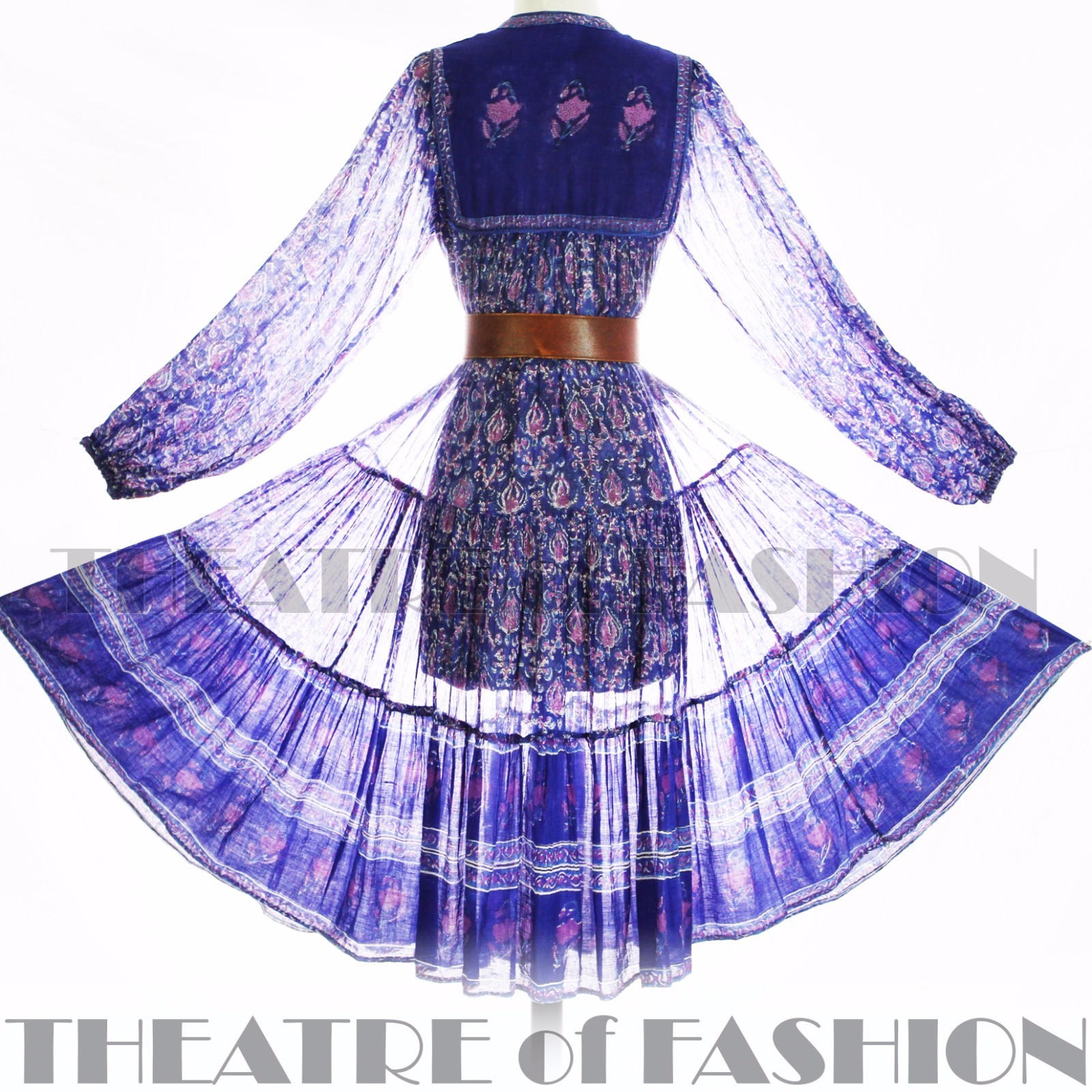 INDIAN DRESS PHOOL 70s VINTAGE HIPPY BOHO GAUZE WEDDING 8 10 12 14 60s GODDESS