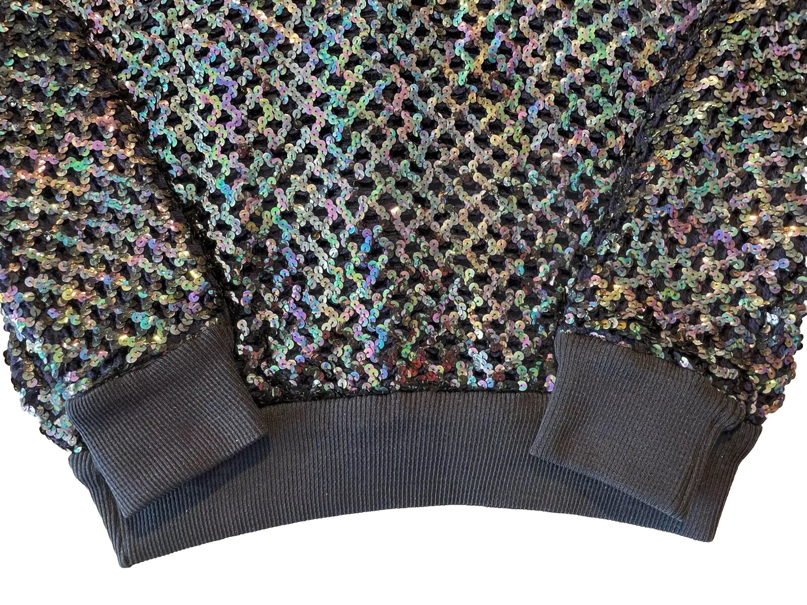 Anthony Muto AM/PM Multi-Sequined ~Sweater Shrug~Blue Button Front Size M/L VTG
