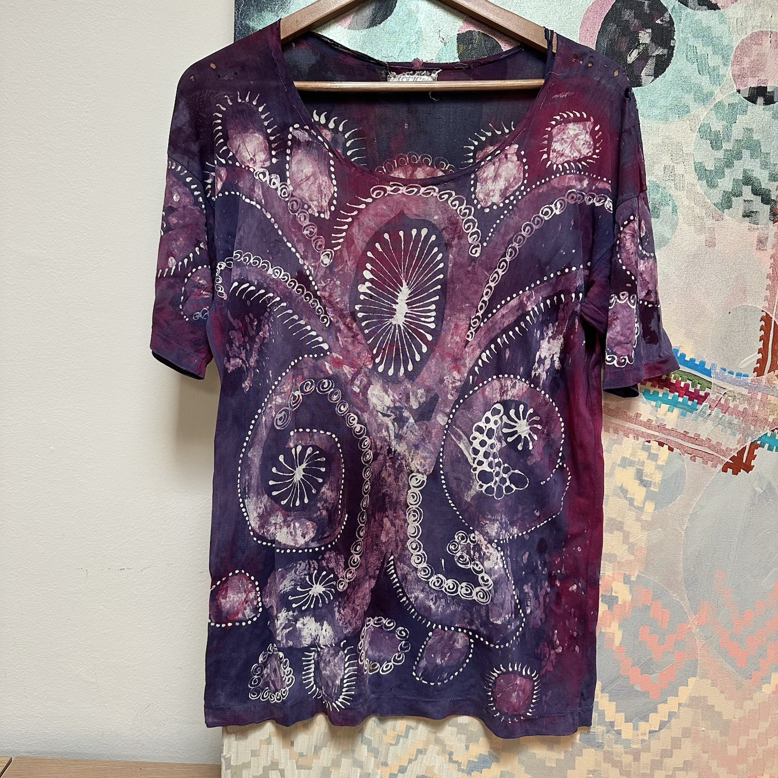 True Vintage 60s 70s hippie Batik Tie Dye Shirt