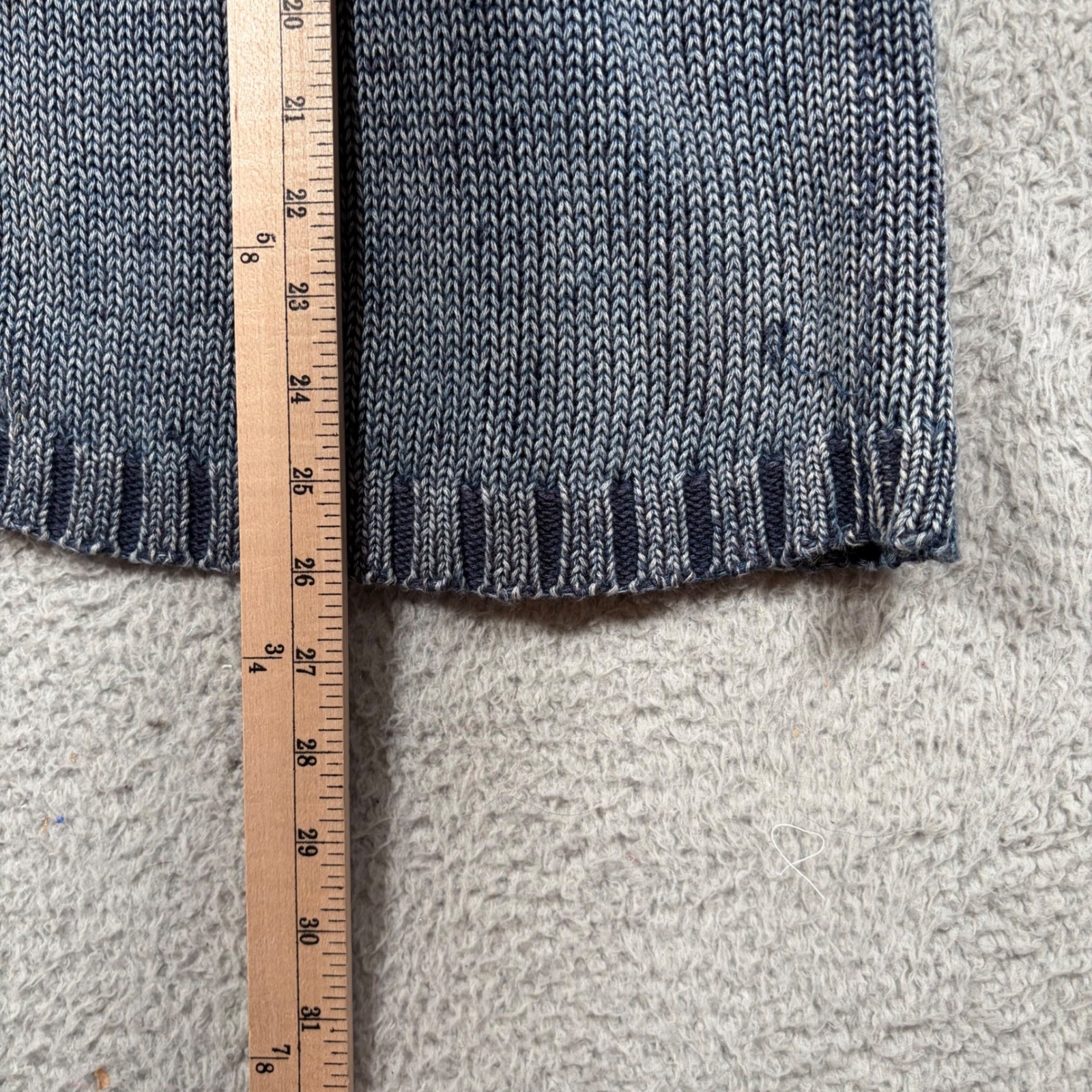 PBJ Blues Women XL Mix Knit Acid Wash Denim Blue Cardigan Sweater Jacket Vintage
